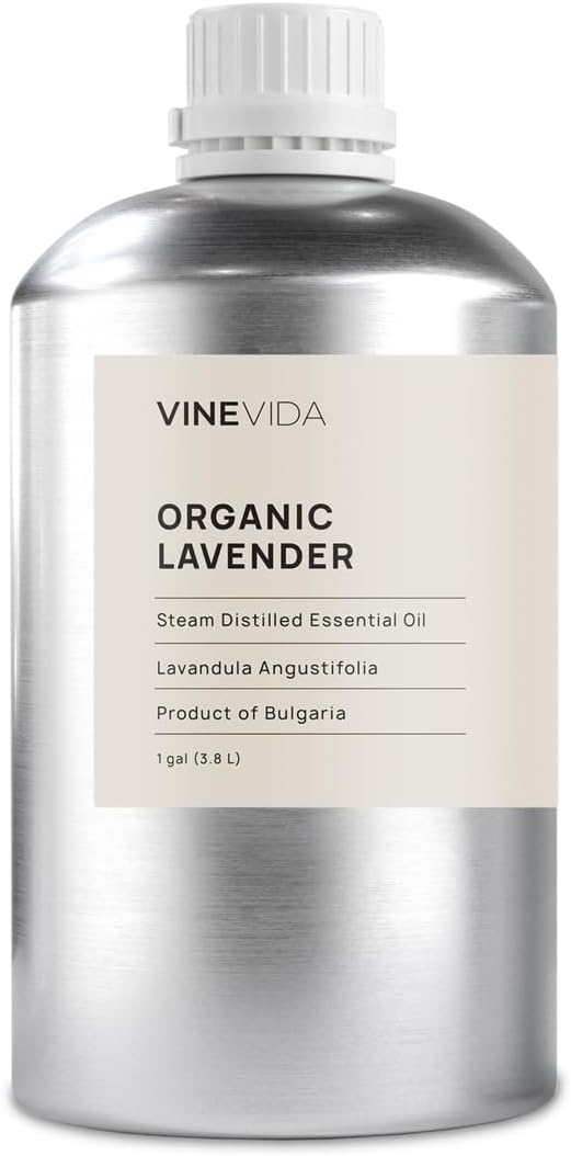 VINEVIDA Organic Lavender Essential Oil - Gallon Organic Lavender Oil Undiluted - Bulk Gallon Essential Oil for Soap Making
