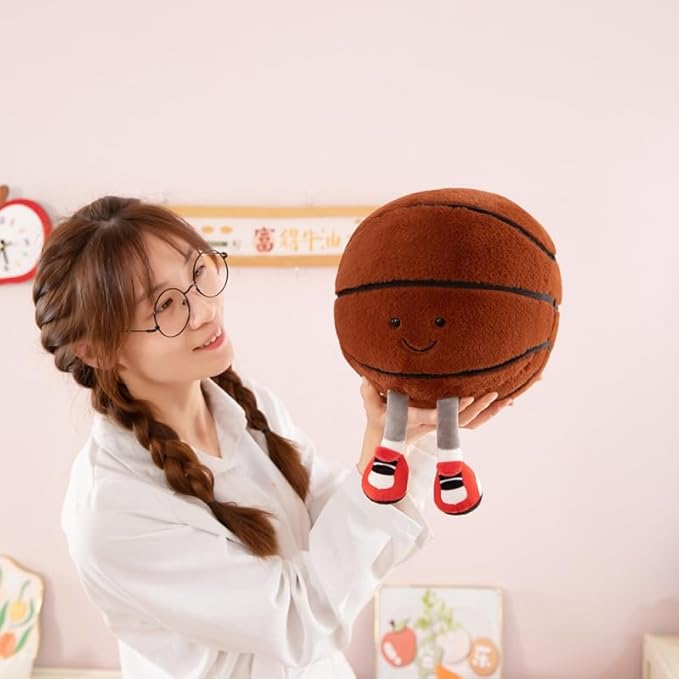 13.7" Cute Football Plush Toys Soft Stuffed Sport Throw Pillow Plush Ball Gift for Kids Birthday and Christmas Decoration (Basketball)