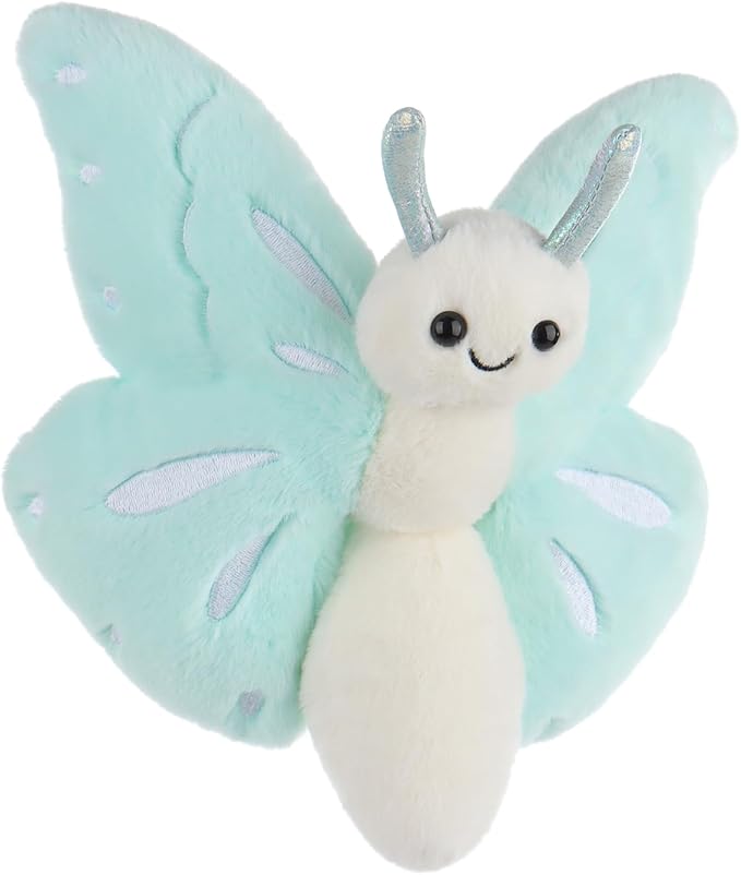 Apricot Lamb Blue Butterfly Plush Stuffed Animals for Kids, Soft Cute Plush Toys for Baby Girl and Boy, Fluffy Blue Butterfly Blue