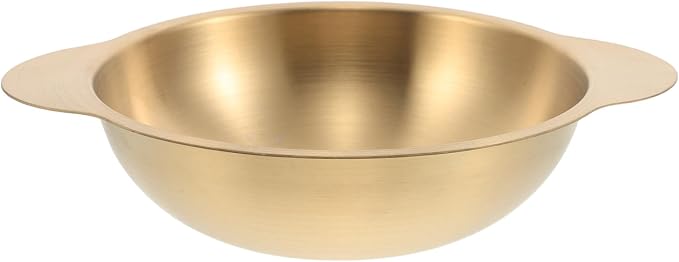COLLBATH Stainless Steel Noodle Pot 6.85 Inch Korean Ramen Pot with Handle for Meal Prep, Bowl for Storing Pasta, Rice, and Salad, Easy Cleaning (Golden)