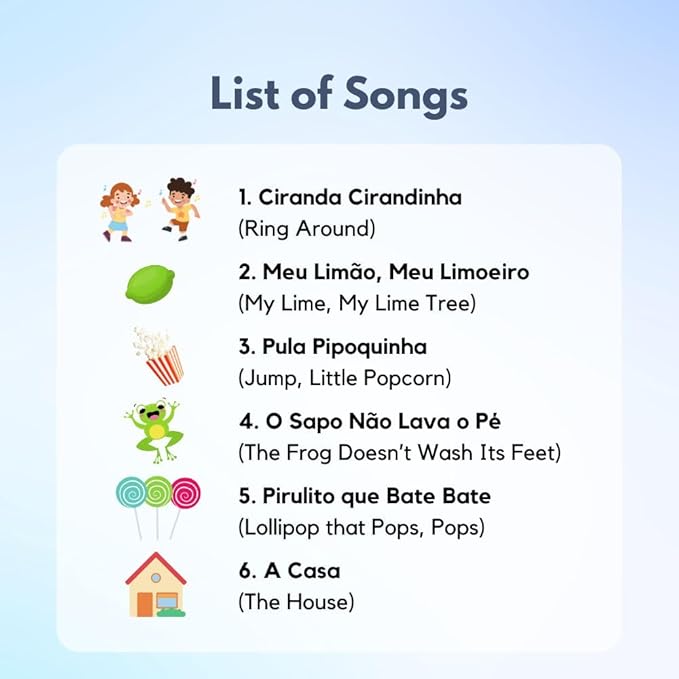 I Love to Sing in Portuguese: Brazilian Nursery Rhymes, Musical Baby Sound Books for Toddlers 1-3, Brazilian Books for Children, Interactive Songbook