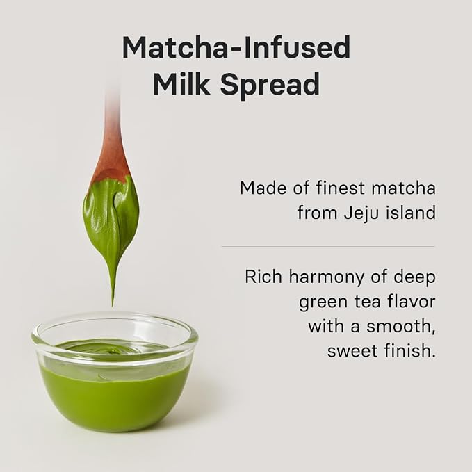 OSULLOC Green Tea Milk Spread (7.05 oz, 200g), Made of Finest Matcha from Jeju Island, Matcha-Infused Spreads