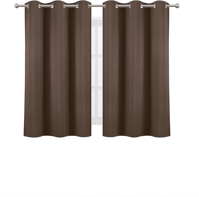 LEMOMO Chocolate Brown Blackout Curtains 34 x 54 Inch Length/Set of 2 Curtain Panels/Thermal Insulated Room Darkening Blackout Curtains for Bedroom