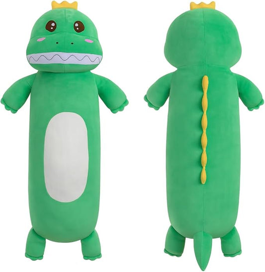 36” Large Dinosaur Plush Long Pillow, Cute Green Extra Dinosaur Stuffed Animals, Big Soft Body Pillow Squishy Plushies Toy, Gifts for Kids Boys Girls, Birthdays