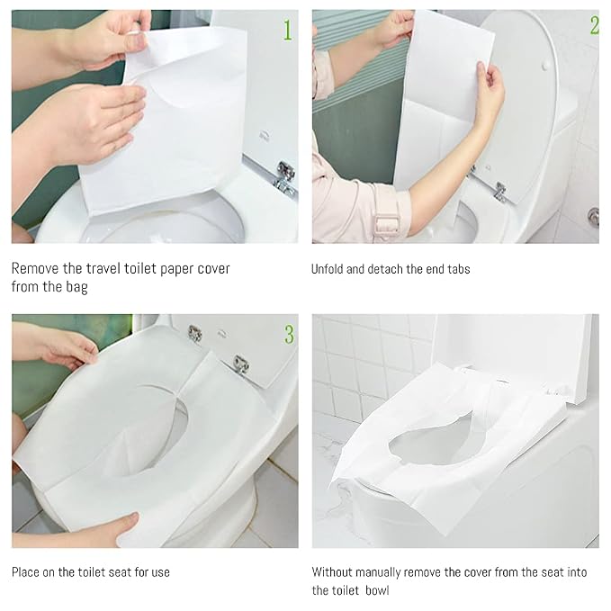 Toilet Seat Covers Disposable, 50-Count Flushable Paper Travel Toilet Seat Covers for Adults and Kids Potty Training, Great Biodegrable Accessories for Public Restrooms, Airplane, Camping
