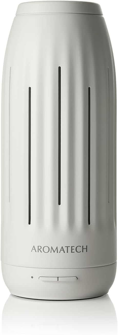 AromaTech Ambience Scent Diffuser for Essential Oil Blends & Fragrances – Waterless Scent Machine w/Bluetooth for Home, Bathroom Boutiques, Hotel, Spa – White Stone Mini