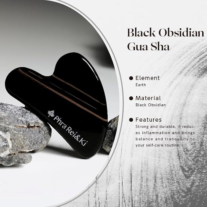 Phra Rei&Ki] Gua Sha Facial Tools, Customed Natural Jade Stone, Gua Sha Tool for Face, Manual Massage Tool for Jawline Sculpting, Puffiness Reducing and Face Lifting, Massager for Skin-Care