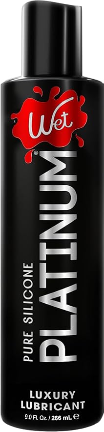 Wet Platinum Silicone-Based Personal Lubricant | Ultra Smooth, Super Slick, Hypoallergenic, Long-Lasting Performance, Waterproof Formula| Lube for Men, Women & Couples, 9 fl oz