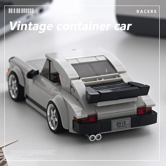 PB8816 1:32 Turbo Sports Car Buliding Blocks Set, 343 Pieces MOC Super Racing Model Kit with Display Container, Clamping Blocks Toy Gift for Adults