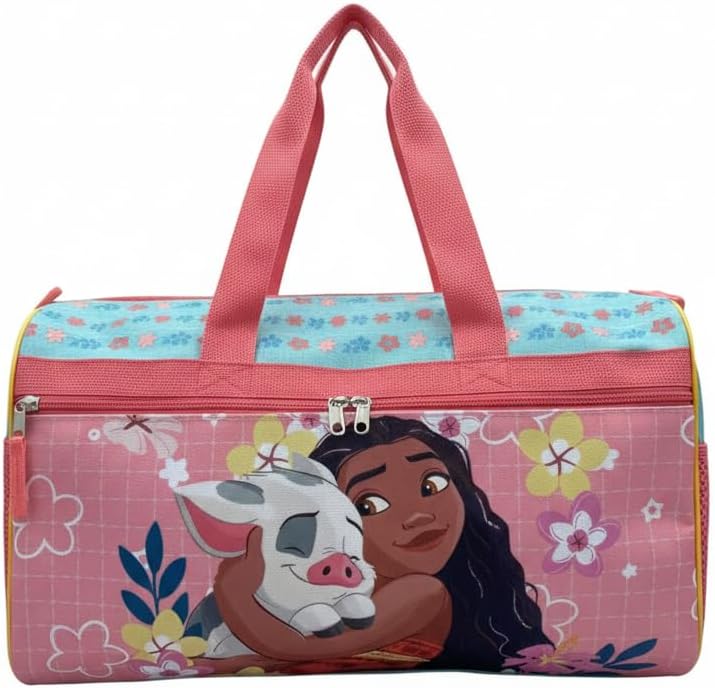 Disney Moana Kids Duffle Bag 16.5" – Travel & Sports Bag with Zipper Pocket, Mesh Side Pockets & Shoulder Strap