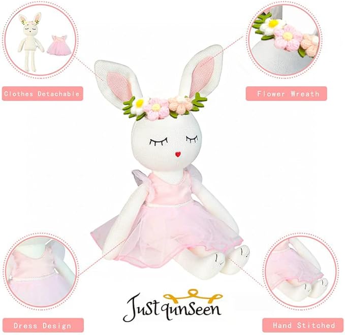 Ballerina Doll Easter Stuffed Animal Bunny Plush Animal Doll, Plush Rabbit Toy Bunnys Stuffed Animals for Girls Easter Animals on Party Birthday Christmas