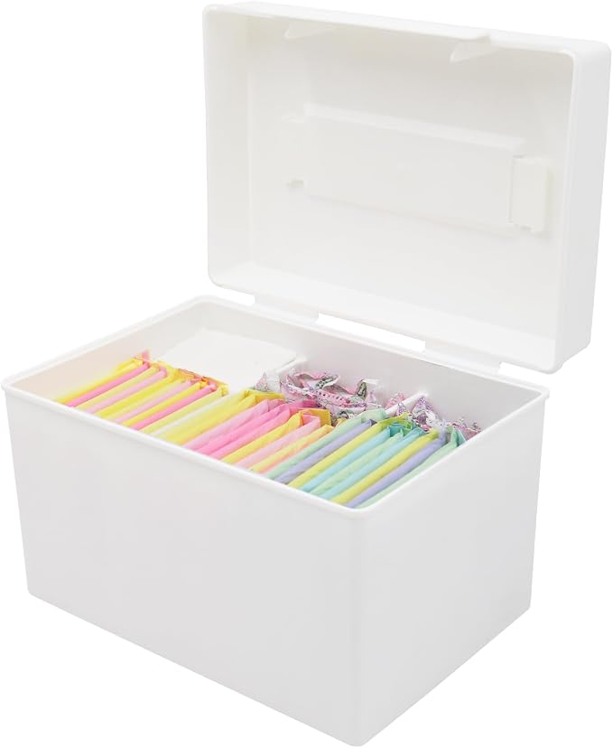 White Plastic Tampon Holder, Bathroom Organizer with Handle, Feminine Product Organizer, Tampon Case