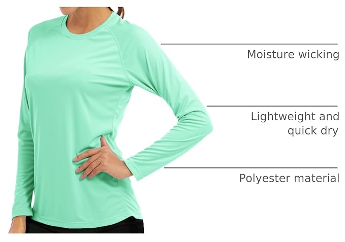 MAGCOMSEN Women's Long Sleeve Shirts UPF 50+ Sun Protection Shirts for Hiking Fishing Workout Rash Guard