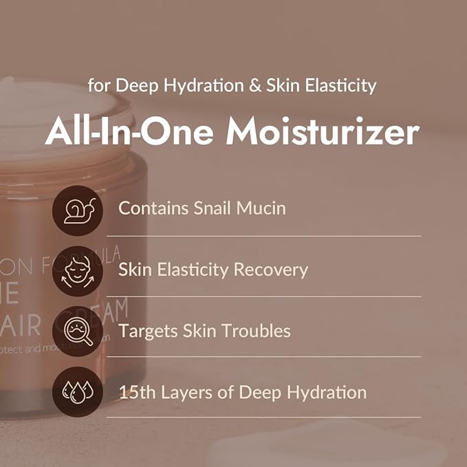 MIZON All-in-One Snail Repair Cream – Korean Face Moisturizer with Snail Mucin 12 Natural Extracts Hydrating & Nourishing Cream for Fine Lines Wrinkles & Blemish Care – Big Size(4.06 fl oz)