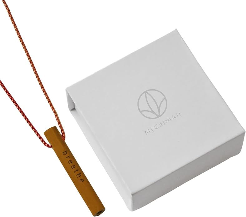 Bamboo Breathing Necklace for Meditation, Mindfulness Tool, Stress Reducer, Eco-Friendly Breathe Pendant, Portable Relaxation Gift for Men & Women