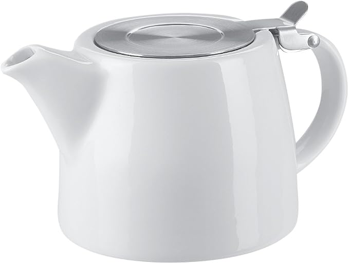 Belinlen 18 oz Tea pot with infuser and SLS lid (White)