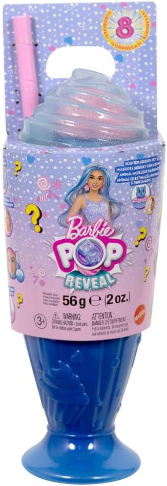 Barbie Pop Reveal Series Fashion Doll & Accessories Set, Treat Series, Cool Cupcake Theme with Pet, 8 Surprises Include Color Change