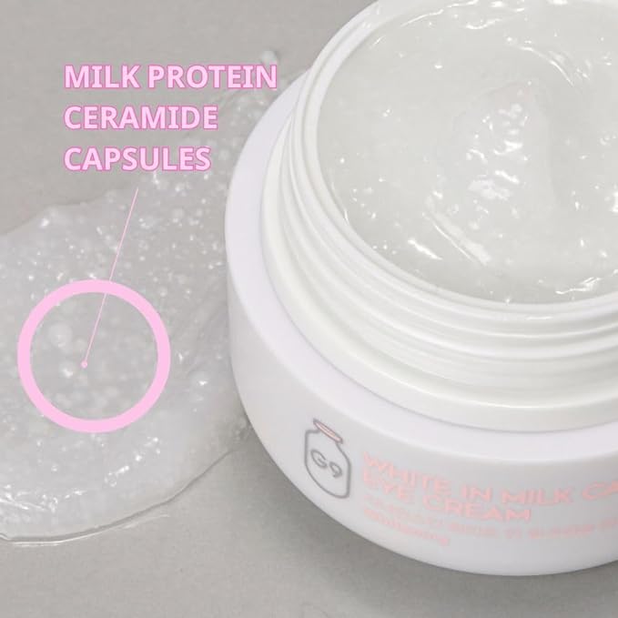 G9SKIN White In Milk Capsule Eye Cream 30g / 1.05 oz – Lightweight Daily Eye Care Cream for Dark circles and Tired-Looking Under Eye Area, Korean Milk Skincare