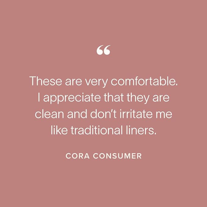 Cora 100% Organic Cotton Topsheet Period Liners (72 Long Period Liners)