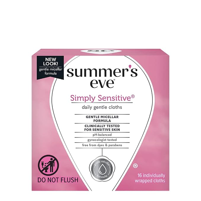 Summer's Eve Feminine Cleansing Cloths | Sensitive Skin | 16 Each | Pack of 2