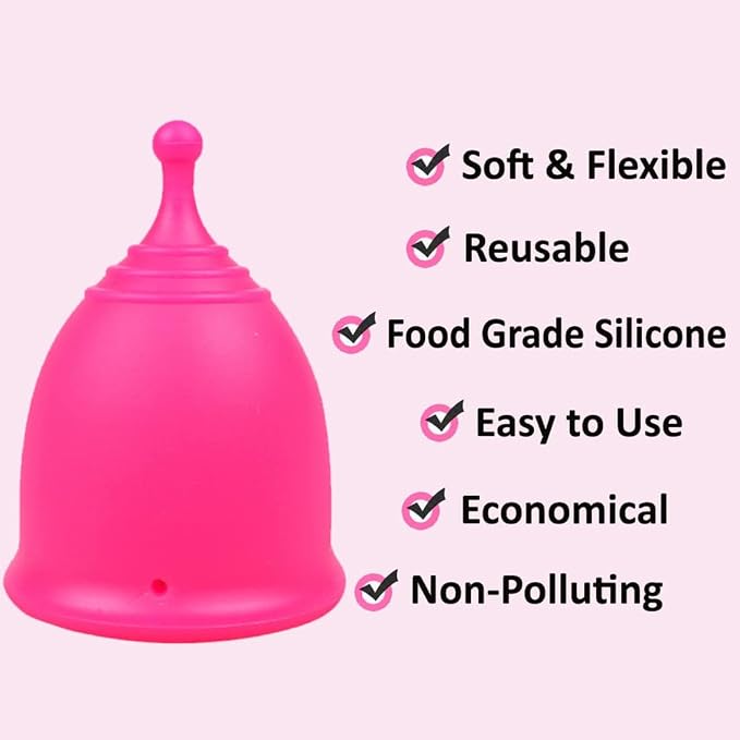 SHORDY Menstrual Cups (Small), Single Pack with Box, Soft & Flexible, Copa Menstrual Kit for Women Upto 12 Hours of Comfort, Eco-Friendly & Safer Alternative to Disc Pads Tampons (Pink)