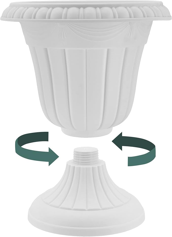 Arcadia Garden Products PL20TP Classic Traditional Plastic Urn Planter Indoor/Outdoor, 10" x 12", Taupe