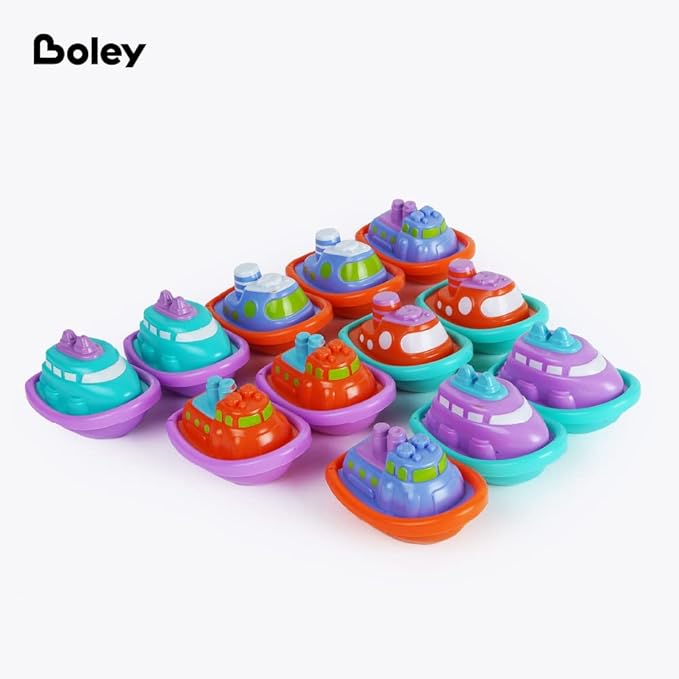 Boley Boats Bathtub Toys - 12 Pk Kids Bath Toys for Toddlers Ages 3+