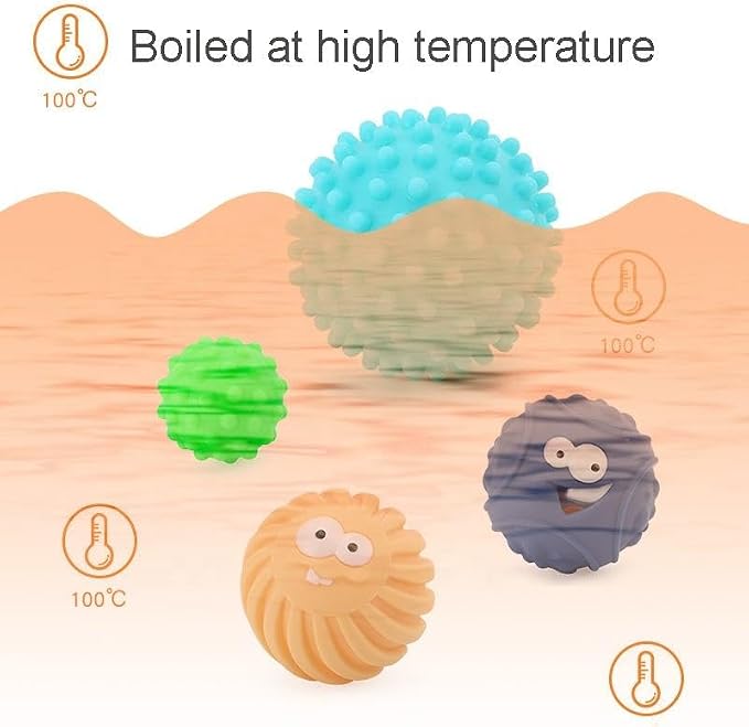 Baby Sensory Balls, 4PCS Teething Toys with Piggy Bank for 6M+ | Soft Textured, Easy to Grip, Fine Motor Skills, Montessori Teething Toys for Babies 6-12 Months, 1 Year Old Boy Gifts