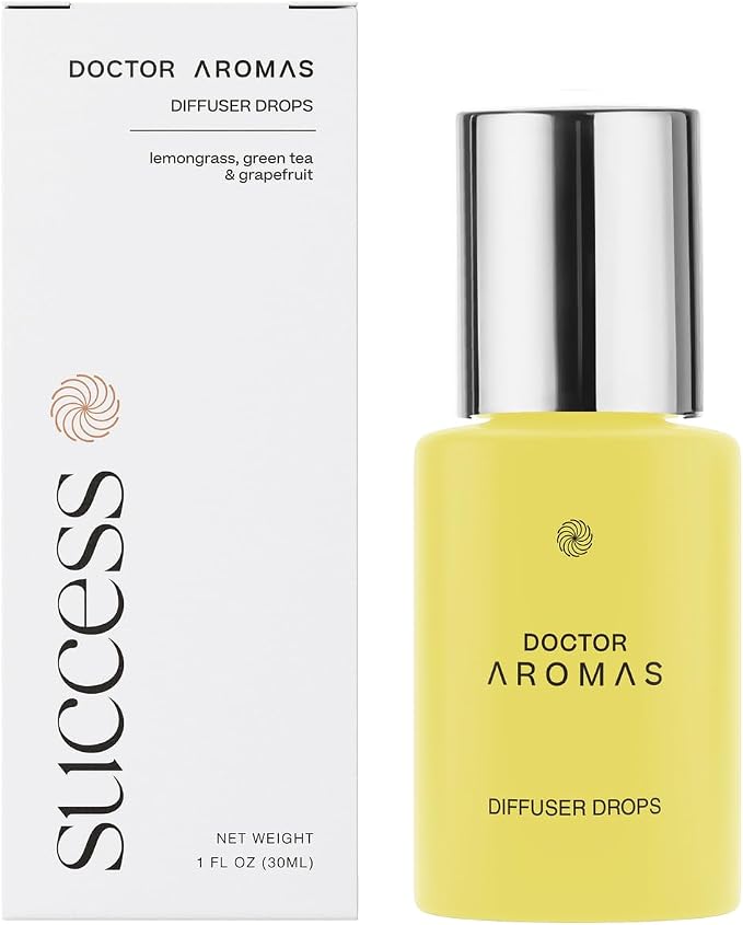 Doctor Aromas Premium Therapeutic Essential Oils Fragrance Scents Bottles Refills – Organic Aroma, Safe for Diffusers, Aromatherapy – Lemongrass, Green Tea & Grapefruit – 1 OZ (Success, Pack of 1)
