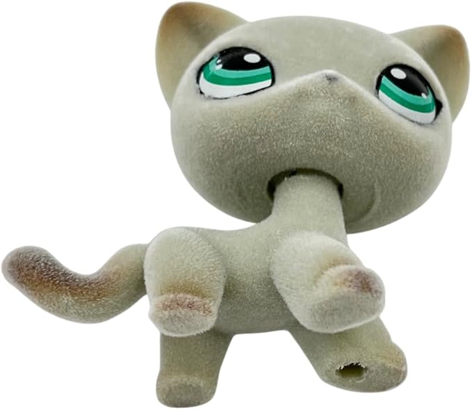Custom Flocked Pet Shop Toy Fuzzy Animal Figure Short Hair Cat Kitty Kitten Deer OOAK (Gray #391)