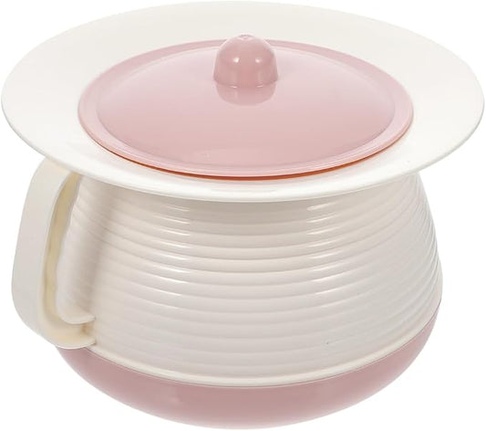 POPETPOP Thickened Elder Chamber Pot 8.26In Plastic with Lid & Handle – Odor-Locking Bedside Urinal for Elderly & Kids – Drop-Resistant for Home, Travel