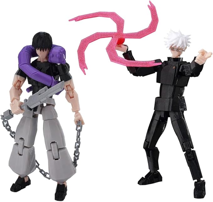 JJK Figure Gojos Action Figure Fushiguro Toji 3D Printed Figurine, Movable Joints Interchangeable Prats, Mini Anime JJK Statue Collectible