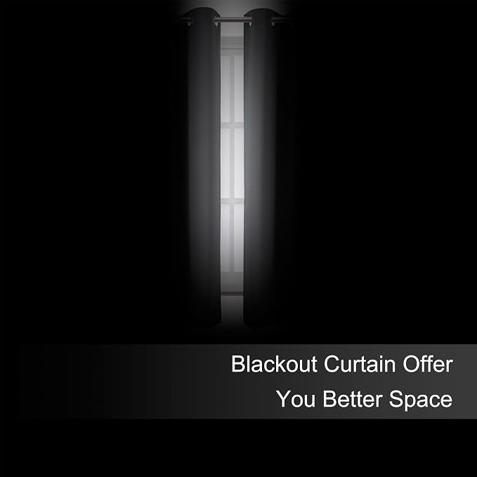 LEMOMO Blackout Curtains 66 x 54 Inch Long Frost Grey Curtains Set of 2 Panels Room Darkening Curtains for Bedroom and Living Room