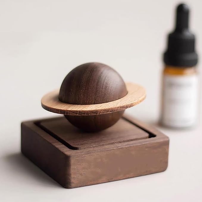 Ouliget Wood Essential Oil Diffuser,Planet Walnut Aroma Therapy,Passive Diffuser for Desk Table Home Office Car Wardrobe Yoga Hall and SPA, Thoughtful Gifts for Yoga Meditation