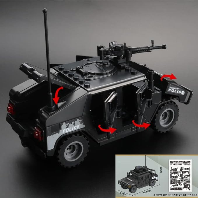 Military Vehicle Building Blocks Playsets - 4 in 1 Army Truck Kit, Car Toys for Kids, Vehicles for Boys