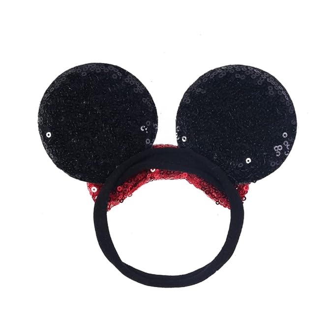 JIAHANG Mouse Ear Nylon Headband with Sequin Bow, Soft Elastic Hair Bow Hair Band, Party Headwear for Baby Newborn Infant Toddlers, kids, Gilrs Party Supplies