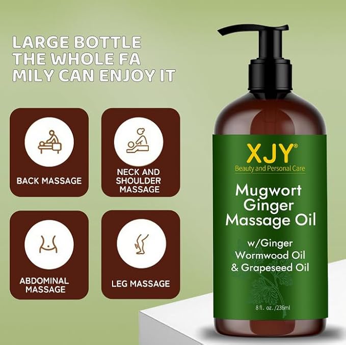 Mugwort Ginger Massage Oil Lymphatic Drainage Oils Anti Cellulite for Leg Arm Belly Shoulder Gua Sha Body Muslce Relaxing Soothing Massage Tools