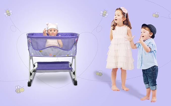 Anivia Doll Bed Furniture 2 Function Toy, Doll Bed and Doll Swings Together for 18 inches Baby Dolls, Baby Doll Crib with Bottom (DP601PURPLE)