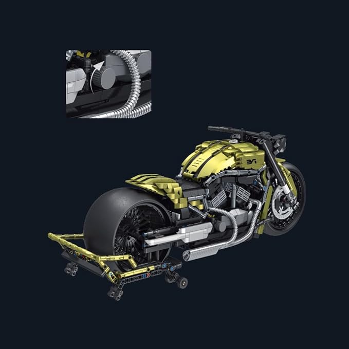 MISINI 672110 Dark Night Phantom Motorcycle Building Blocks Set 2427 PCS 1:5 V2 Technology Locomotive Model Bricks with LED Light, Ideal Gift for Men Teens (672110 Motorcycle)