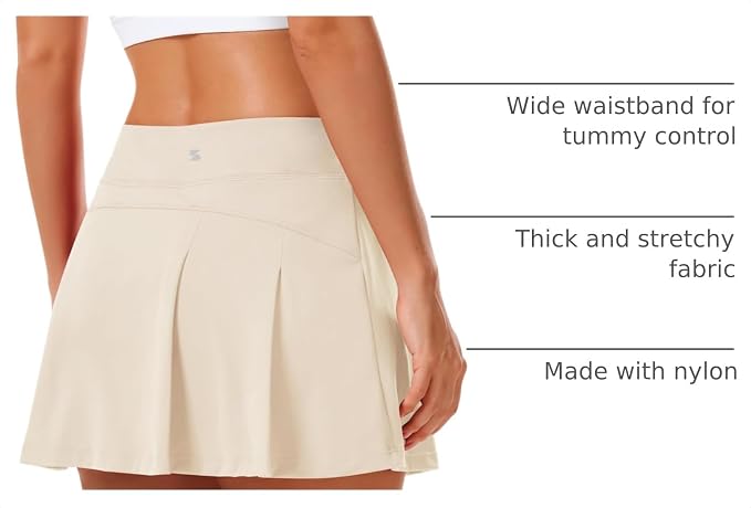 Stelle Women Tennis Skirt High Waisted Athletic Golf Skorts with Pockets | Tummy Control, Built-In Shorts, Deep Pockets, Pleated, Breathable, Lightweight, Tennis, Golf, Pickleball, Running, Workout