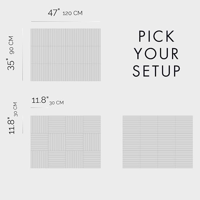 Felt Bulletin Board Tiles 48"x36" -12-Pack Cork Board Alternative, OEKO-TEX Certified, NRC 0.95 Acoustic Wall Panels, Damage-Free Adhesive, Slatted Design, Home Office, Classroom (Pastel Blue)