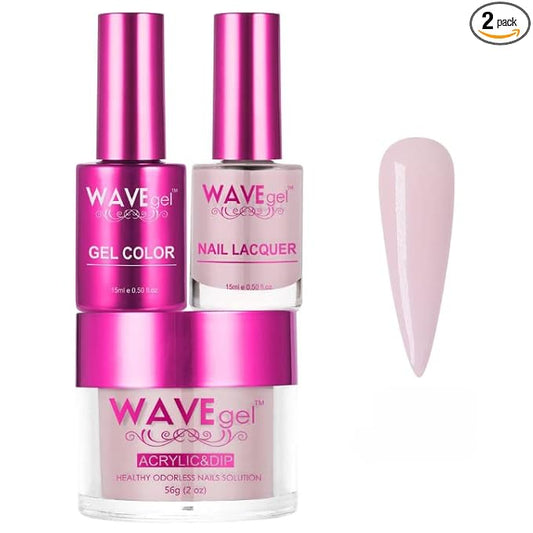 WAVEGEL Soak-Off Gel, Nail Lacquer & Acrylic/Dip Powder Matching Set - Princess Collection - #007 Light Touch