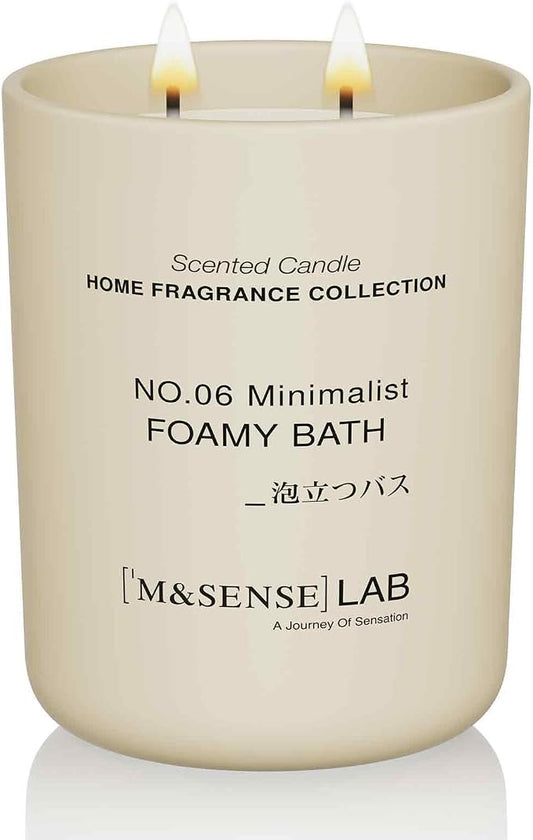 M&SENSE Natural Soy Large Candle| Foamy Bath | 16.6 oz, 95H Burn | Mini Spring Scented Candles for Relaxation, Meditation, Home Décor | for Bedroom, Office, Party
