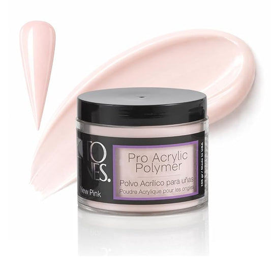 Tones Pro Acrylic Nail Powder, New Pink (Fresh Peach-Toned Pink), (3.5 Fl Oz) - Long-Lasting & Non-Yellowing Polymer for Salon Quality Nail Extensions & 3D Art