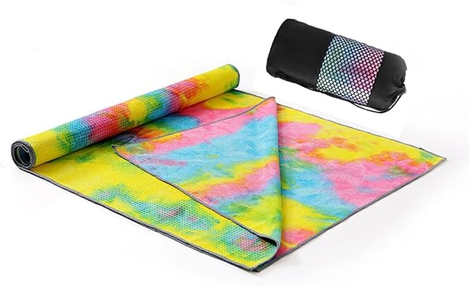 Yoga Towel for Yoga Mat, Non Slip Mat Cover for Hot Yoga, Washable Microfiber Light Weight (Yellow)