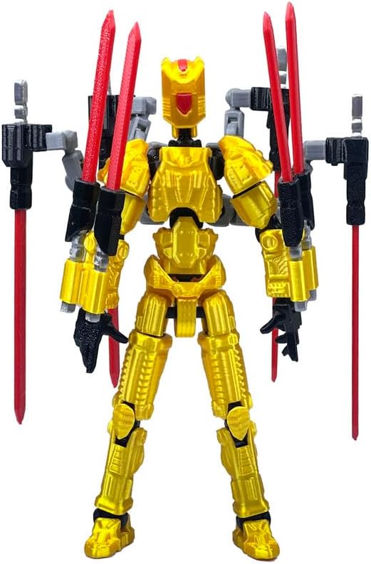 T13 Action Figure Set (Assembly Completed)，3D Printed Multi-Jointed, Desktop Decorations for Game Lovers Toys,5.5Inch (Gold)