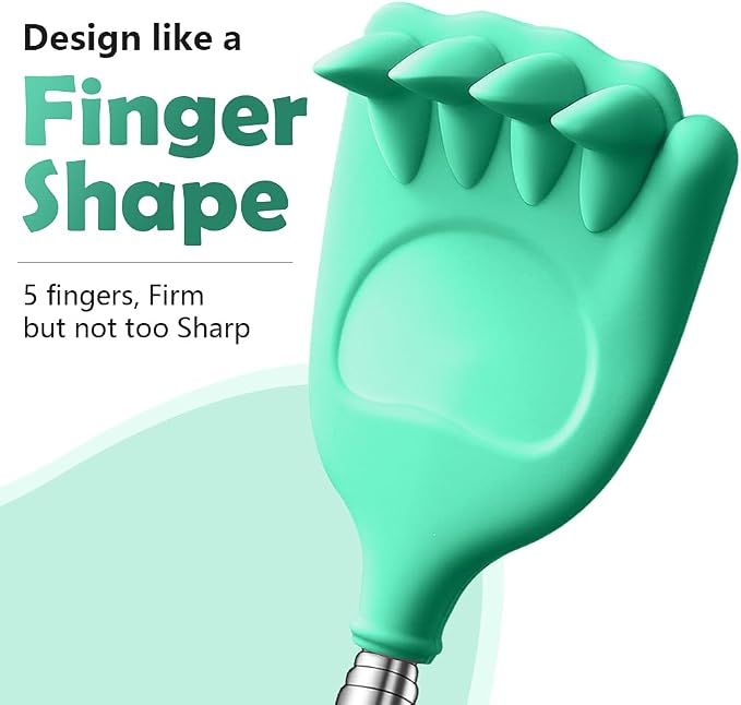 Back Scratcher Extendable Silicone Bear Claw Massager Tool Telescoping Stocking Stuffers for Itches Lotion Application Spa Men Women Kids Adults Baby the Disabled Green