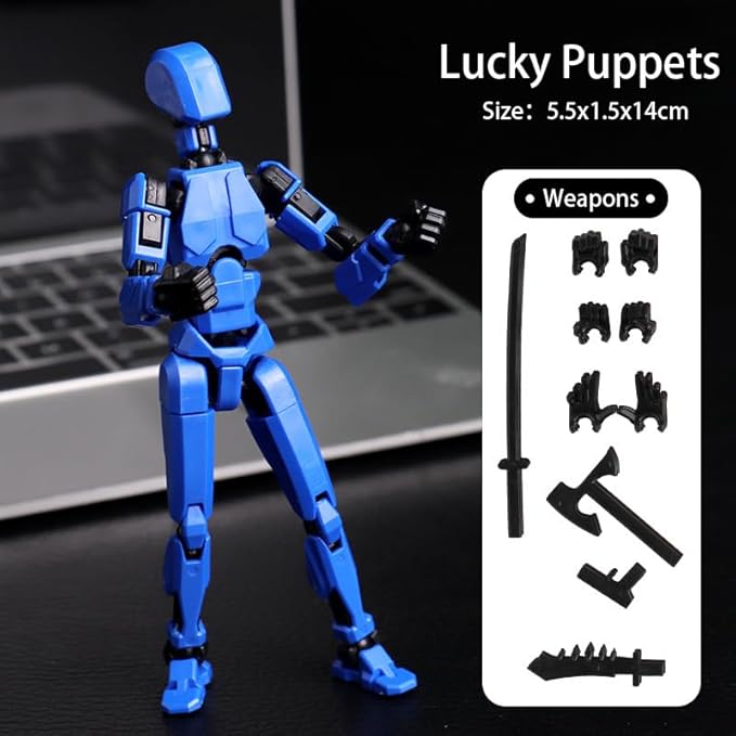 Titan13 Action Figure,Lucky Robot 13 Action Figures,Creative 3D Printed Action Figure,Multi Jointed Action Figures Desktop Decorations for Kids Adult(Blue-Assembly Required)