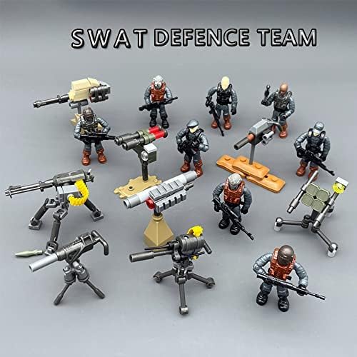SWAT Mini Military Action Figure with Weapons and Accessories Building Blocks Playset, 8 PCS 1:36 Scale Police Figure, Multiple Movable Joints, Best Gift for Kids 8 9 10