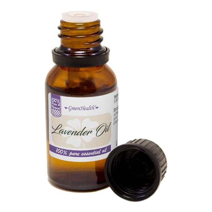 GreenHealth Lavender Essential Oil – 1/2 fl oz (15 ml) Amber Glass Bottle w/Euro Dropper – 100% Pure & Uncut – Lavender Oil for Diffusers, Aromatherapy, Candles, Soaps & DIY